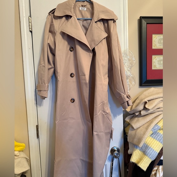 ASOS Miss Selfridge petite belted trench coat in stone size UK 10/US 6 - Picture 5 of 11